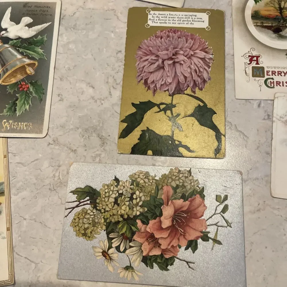 Lot Of 12 ANTIQUE Valentine/thanksgiving/flowers/CHRISTMAS POSTCARDS 1909-1916